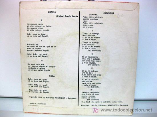Discos de vinilo: 3r Festival de la Canción Infantil - Los 5 Musicales - Adivinalo - Single Palobal 1969 BPY - Foto 2 - 27157661